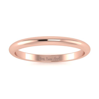 18K Rose Gold 2MM Ladies and Mens Wedding Band, Size 14.5, Free Engraving